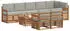 vidaXL Sofa-Garnitur 9-tlg. Akazien-Massivholz Natur/Hellgrau (3375036)