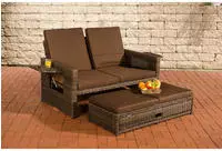 CLP 11838140, CLP Polyrattan Sofa Ancona 5mm braun-meliert Polsterfarbe...