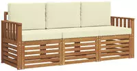 vidaXL Sofagarnituren 3 pcs Natur und Creme Massivholz Akazie