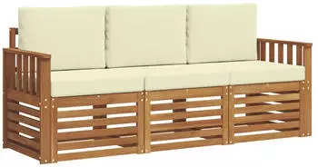 vidaXL Garten-Lounge-Set 3-tlg. Akazien-Massivholz, Natur/Creme (3374280)
