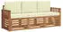 vidaXL Garten-Lounge-Set 3-tlg. Akazien-Massivholz, Natur/Creme (3374280)