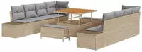 vidaXL Gartensofa-set mit Kissen Beige 100 x 100 x 71 cm Poly Rattan