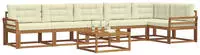 vidaXL Outdoor-Sofagarnitur mit Kissen 7 pcs Natur und Creme