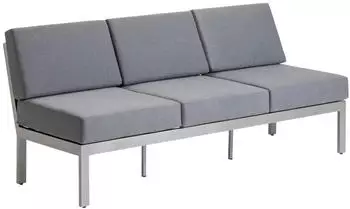 Dehner Chicago Loungebank 3-Sitzer, Aluminium/Polyester, grau/silber, 195x79.5x76.5cm