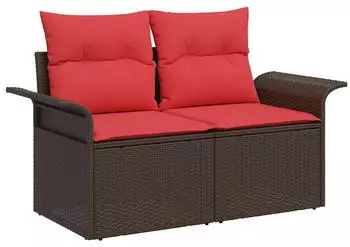 vidaXL Garten-Sofa mit Kissen Poly-Rattan 141x62x69cm (42006698)