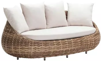 Dehner Tulum 3-Sitzer Sofa inkl. Polster 208 x 97 x 76 cm Aluminium / Kunststoffgeflecht / Polyester braun / wei&szlig;