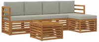 Outdoor-sofagarnitur Mit Kissen 6 Pcs Nat&uuml;rlich Und Hellgrau Vidaxl