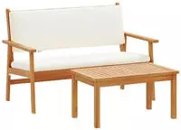 vidaXL Gartensofa-set mit Kissen 2 pcs Cremewei&szlig; Massivholz Akazie