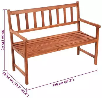 vidaXL Gartenbank mit Auflage 120cm Akazienholz (3063774)