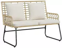vidaXL Gartenbank Braun und Creme Poly-Rattan