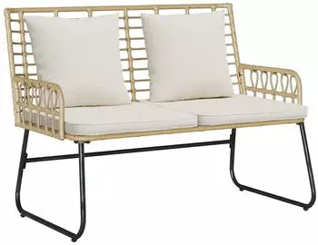 vidaXL Gartenbank 2-Sitzer Polyrattan Braun & Creme 113x69x83cm