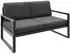 Beautysofa Stella Gartensofa 2-Sitzer wasserabweisend Metallrahmen, Dunkelgrau (Patio Base 6)