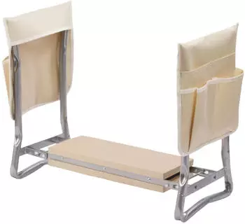 Relaxdays Kniebank Gartenhocker, Textil/Metall, beige, 60x50x27,5cm