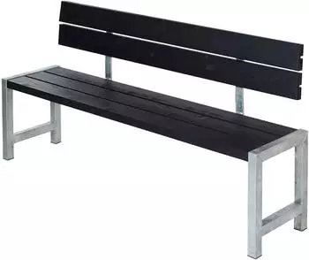 Plus A/S Plankenbank mit R&uuml;ckenlehne 176cm, schwarz