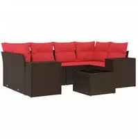 vidaXL 7-teiliges Gartensofa-Set mit Kissen, braun, Polyrattan