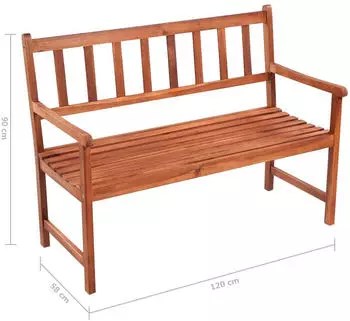 vidaXL Gartenbank mit Auflage 120cm Massivholz Akazie (3063770)