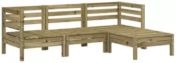 vidaXL Gartensofa 3-Sitzer mit Hocker, Kiefernholz impr&auml;gniert (838060)