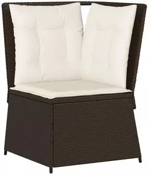 vidaXL Garten-Ecksofa mit Kissen Poly Rattan Braun (368983)