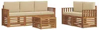 vidaXL Sofagarnituren 6 pcs Natur und Beige Massivholz Akazie