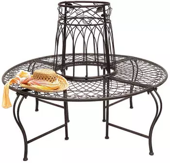 DanDiBo Rundbank Baumbank Metall Braun &Oslash;130cm (96003)