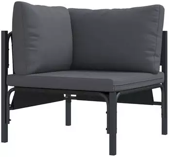 vidaXL Sofaelement Gartenm&ouml;bel mit Kissen, Stahl, Anthrazit, 80x80x71cm (42009986)
