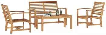 vidaXL Garten-Sofa-Set 4-tlg., Teak-Massivholz (3356852)