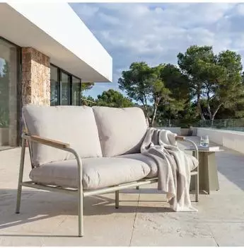 MCW O11 Outdoor 2-Sitzer Sofa 125cm Hellgr&uuml;n/Beige