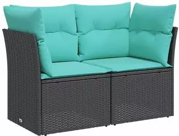vidaXL Gartensofa 2-Sitzer Poly Rattan Schwarz (366025)