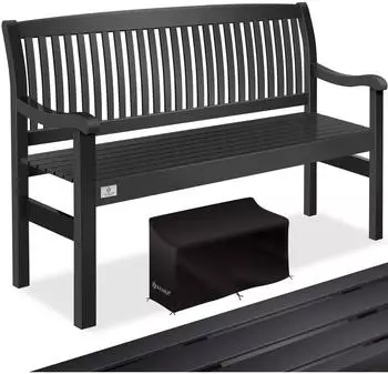 Kesser Gartenbank Massivholz wetterfest 150cm anthrazit mit Cover