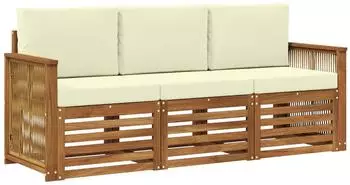 vidaXL Gartensofa-Set 3-tlg. mit Kissen, Akazienholz (3383966)