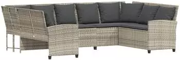 vidaXL Gartensofa mit Kissen Hellgrau Poly Rattan (3365334)
