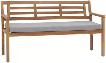 Proregal Gartenbank 82x145x59cm Akazie Kissen grau