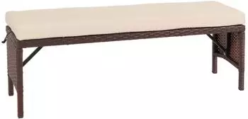 Proregal Poly-Rattan Sitzbank 35x112x30cm Braun Kissen Creme
