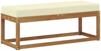 vidaXL Outdoor Hockerbank mit Kissen Natur/Creme 115 x 43 x 45 cm