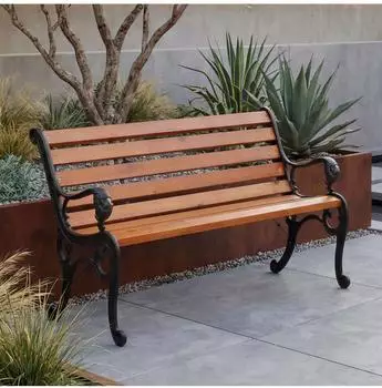 MCW O25 2-Sitzer Gusseisen Holz Kiefer 132cm Teak
