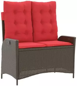 vidaXL Gartenbank verstellbar mit Kissen Braun Polyrattan (368242)