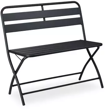 Relaxdays Gartenbank Stahl Grau 2-Sitzer 83,5 x 90 x 49 cm