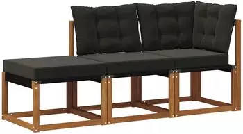 vidaXL Outdoor-Schnittsofa-Einheiten 3 St&uuml;ck Natur und Schwarz (900627)