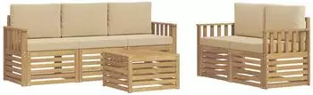 vidaXL Sofagarnitur Massivholz Akazie, Garten Lounge (3391388)