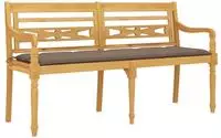 vidaXL Batavia-Bank mit Taupe Kissen 150 cm Massivholz Teak