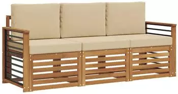 vidaXL Gartenlounge-Set 3-tlg. Akazienholz Natur/Beige (3374303)