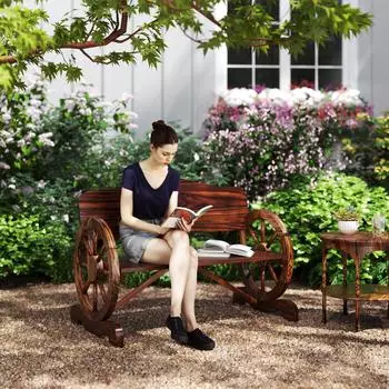 Outsunny Gartenbank 2-Sitzer Tannenholz 110 x 55 x 80 cm Verkohlt