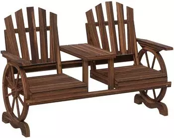 Outsunny Gartenbank 2-Sitzer Tannenholz 154 x 65 x 102 cm Verkohlt