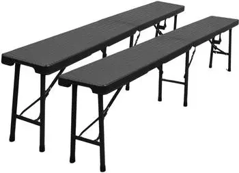 Chefgastro Bierbank klappbar, 8-Sitzer, Kunststoff Rattan-Optik, schwarz (RTB2-02)