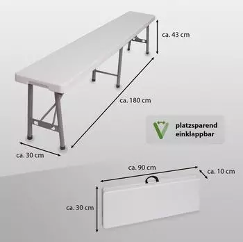 Trutzholm Bierzeltbank f&uuml;r 4 Personen Kunstoff 180cm Wei&szlig; (2 Stk.)