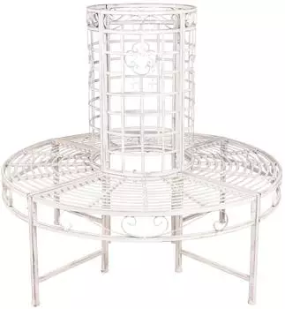 Deluke Baumbank Odin Stahl Antique Wei&szlig; 112x121x121cm