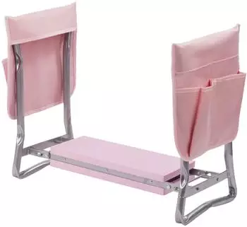 Relaxdays Kniebank Stahl Pink mit Taschen 50 x 60 x 27,5 cm