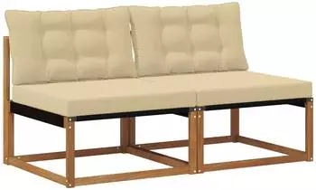 vidaXL Outdoor Mittelsofa Massivholz Akazie Natur (2 Stk.)