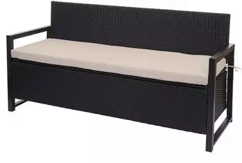 Proregal Poly-Rattan 3er Sitzbank 87x164x57cm Anthrazit/Kissen Beige