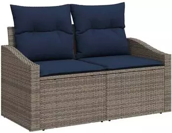 vidaXL Gartensofa Poly-Rattan, grau, 123x62x69cm